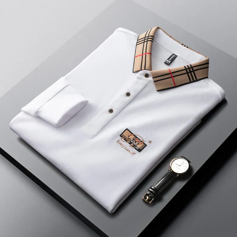 Royal Blue Polo Shirt with Signature Check Collar