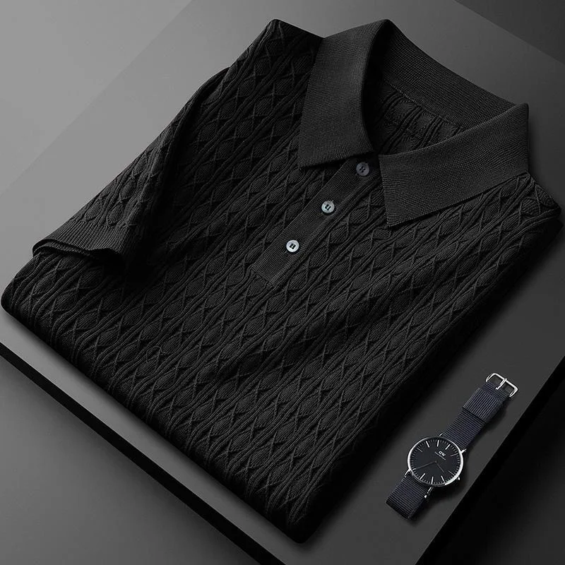 Premium Textured Knit Polo T-Shirt