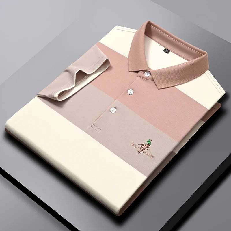Soft Pastel Striped Casual Polo Shirt