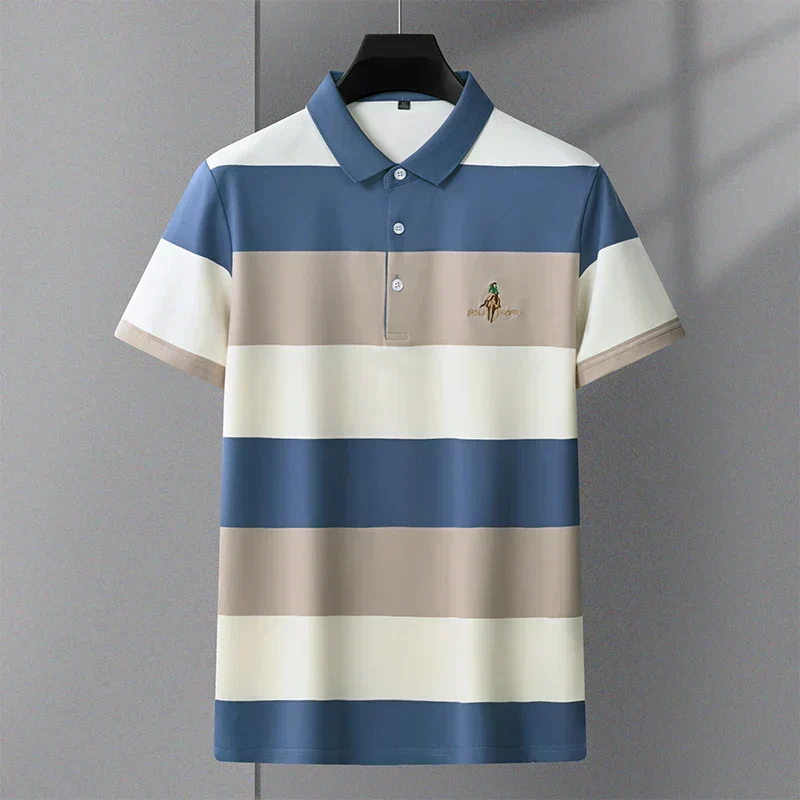 Soft Pastel Striped Casual Polo Shirt