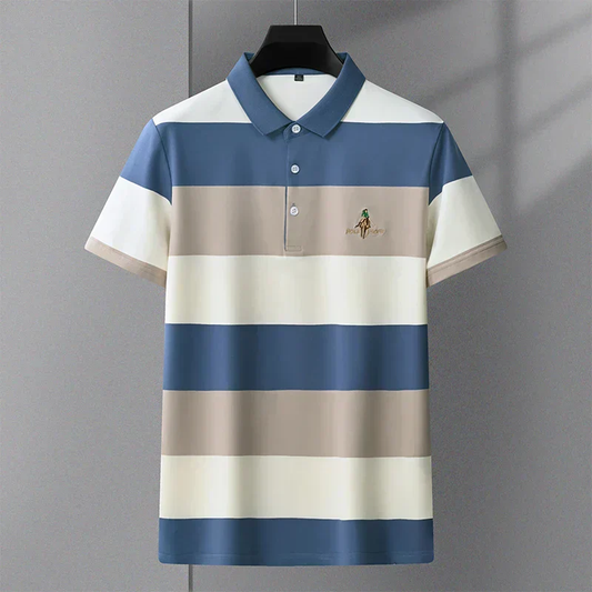 Soft Pastel Striped Casual Polo Shirt