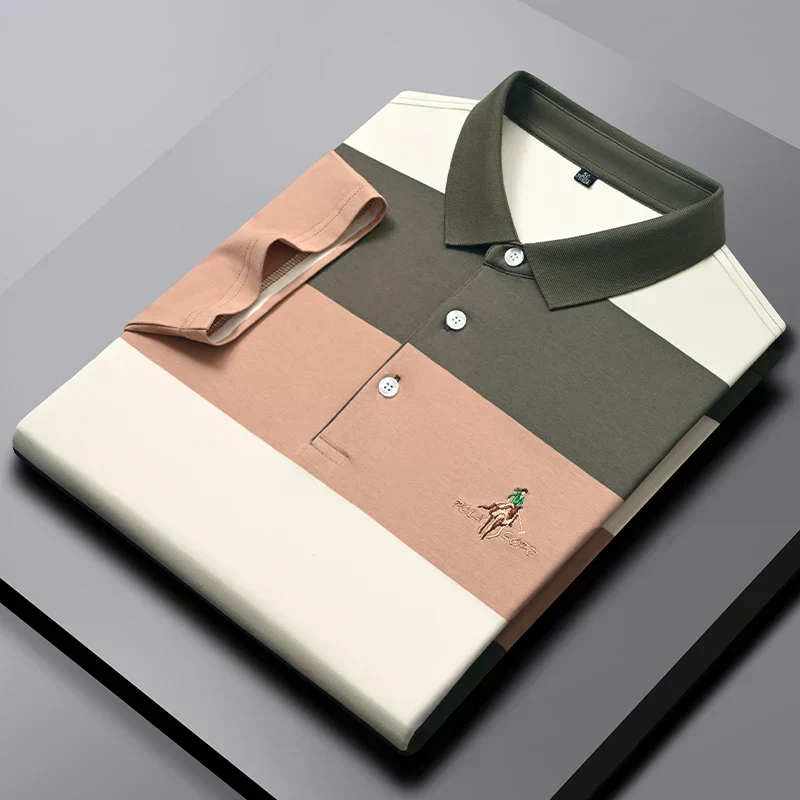 Soft Pastel Striped Casual Polo Shirt