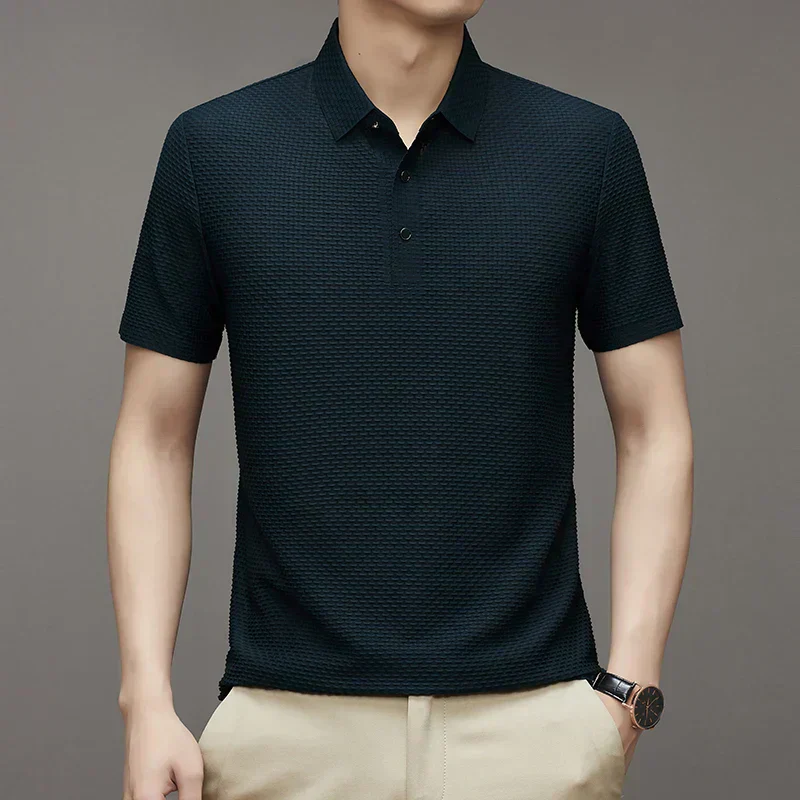 Premium Textured Short-Sleeve Polo T-Shirt
