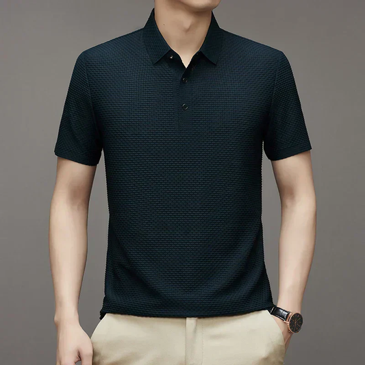 Premium Textured Short-Sleeve Polo T-Shirt