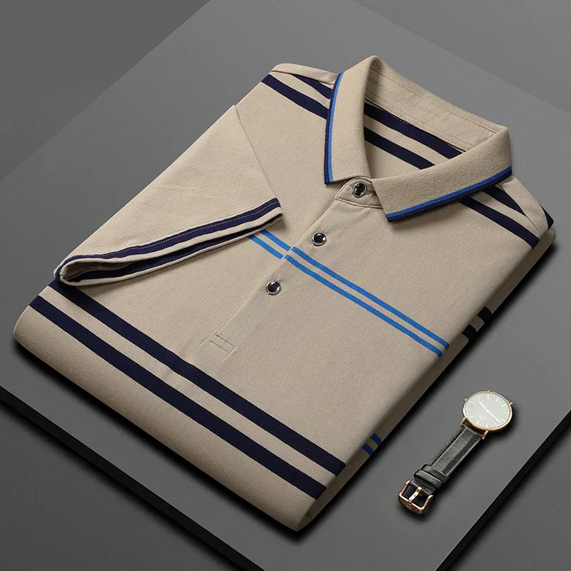 Classic Black Multi-Stripe Premium Polo T-Shirt