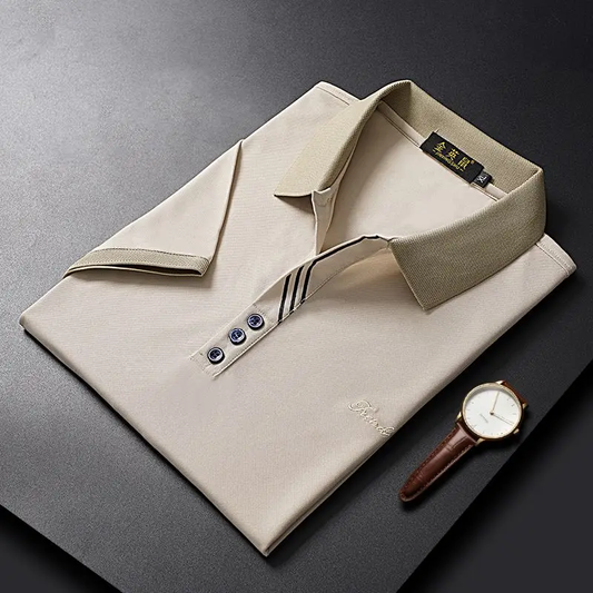 Premium Contrast-Collar Classic Polo T-Shirt