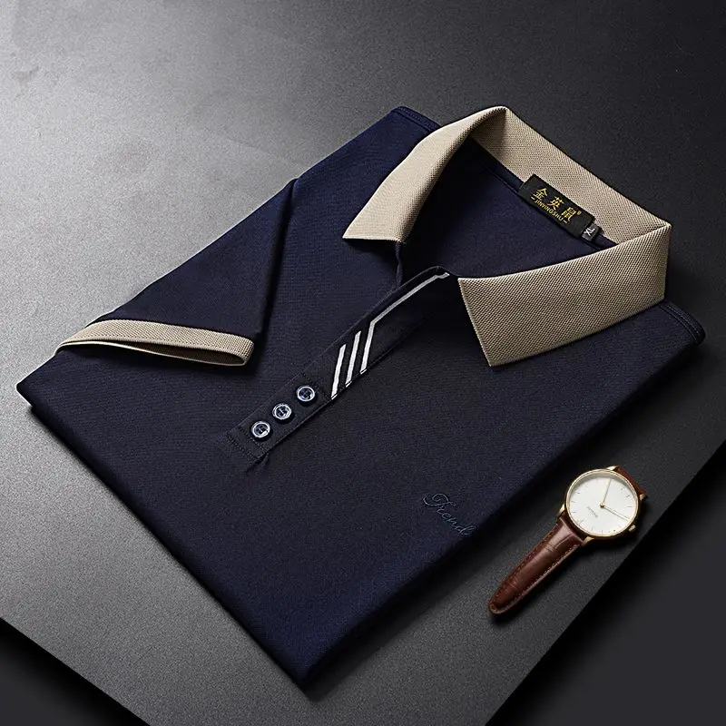 Premium Contrast-Collar Classic Polo T-Shirt