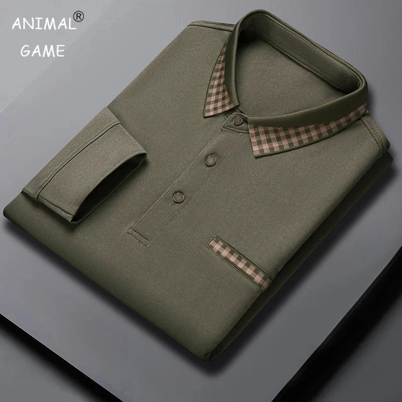 Premium Check-Detail Olive Polo T-Shirt