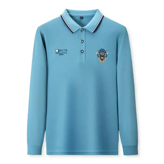 Elite Embroidered Long-Sleeve Polo T-Shirt