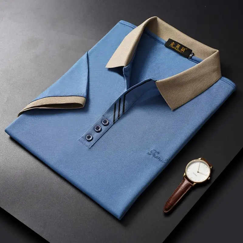 Premium Contrast-Collar Classic Polo T-Shirt