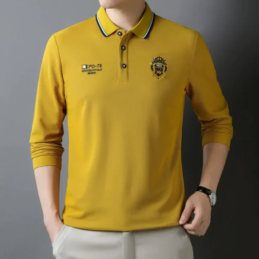 Elite Embroidered Long-Sleeve Polo T-Shirt