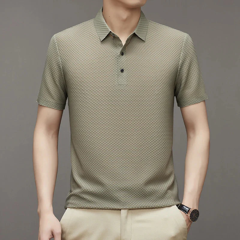 Premium Textured Short-Sleeve Polo T-Shirt