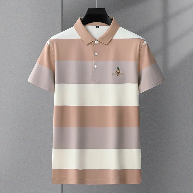 Soft Pastel Striped Casual Polo Shirt