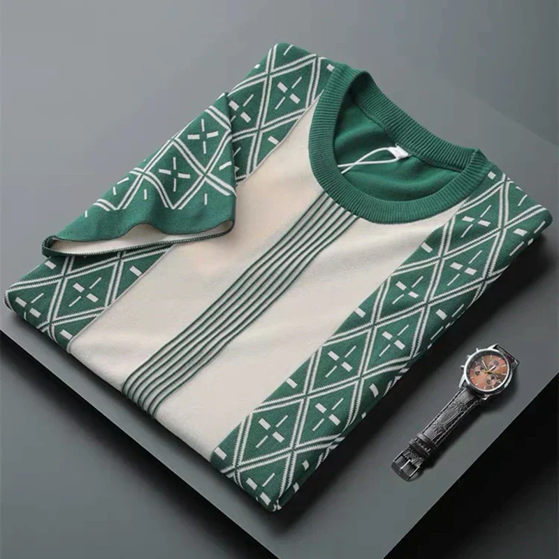 Premium Geometric Pattern Crew-Neck T-Shirt