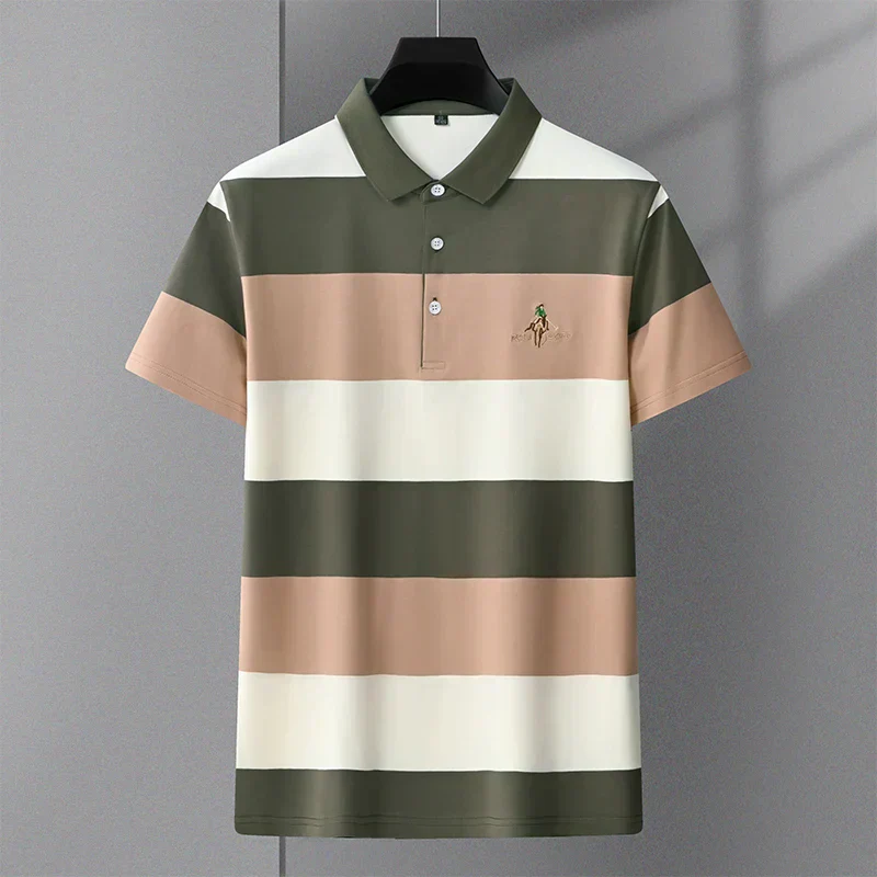 Soft Pastel Striped Casual Polo Shirt