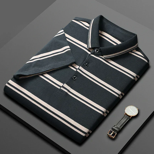 Classic Black Multi-Stripe Premium Polo T-Shirt