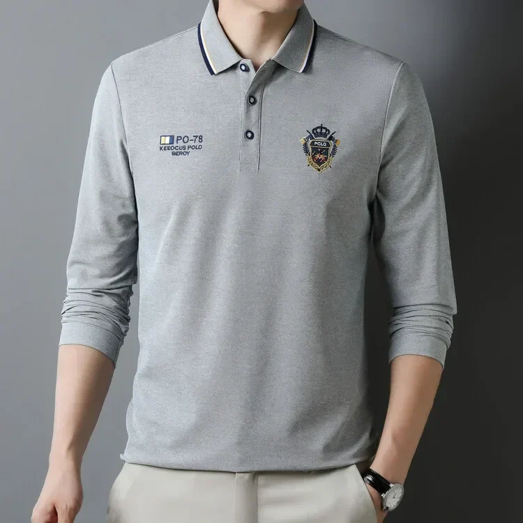 Elite Embroidered Long-Sleeve Polo T-Shirt