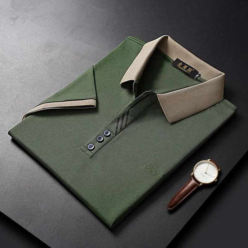 Premium Contrast-Collar Classic Polo T-Shirt