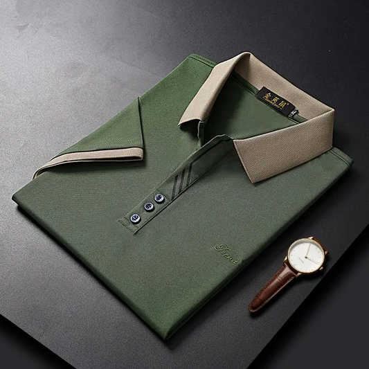 Premium Contrast-Collar Classic Polo T-Shirt