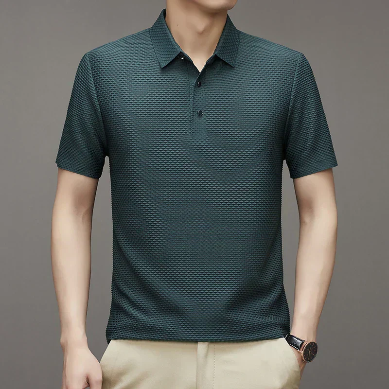Premium Textured Short-Sleeve Polo T-Shirt