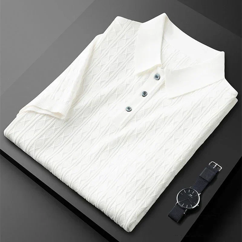 Premium Textured Knit Polo T-Shirt